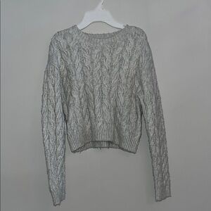 Women's Gray Cable Knit Sweater